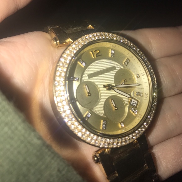 Small Woman’s Gold and Diamond Michael Kors Watch - Picture 2 of 4